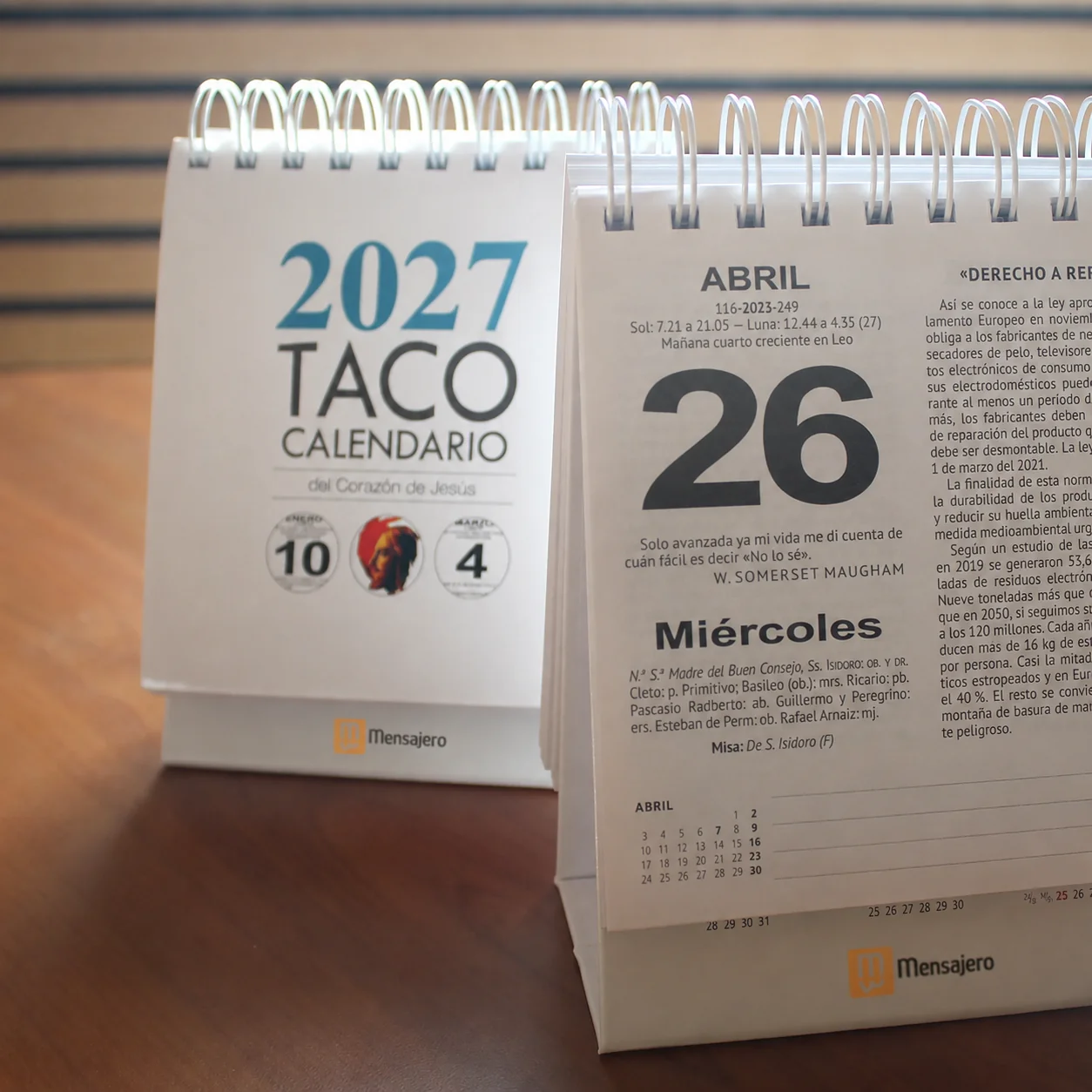 Taco Calendario Mesa Sagrado Corazón 2027